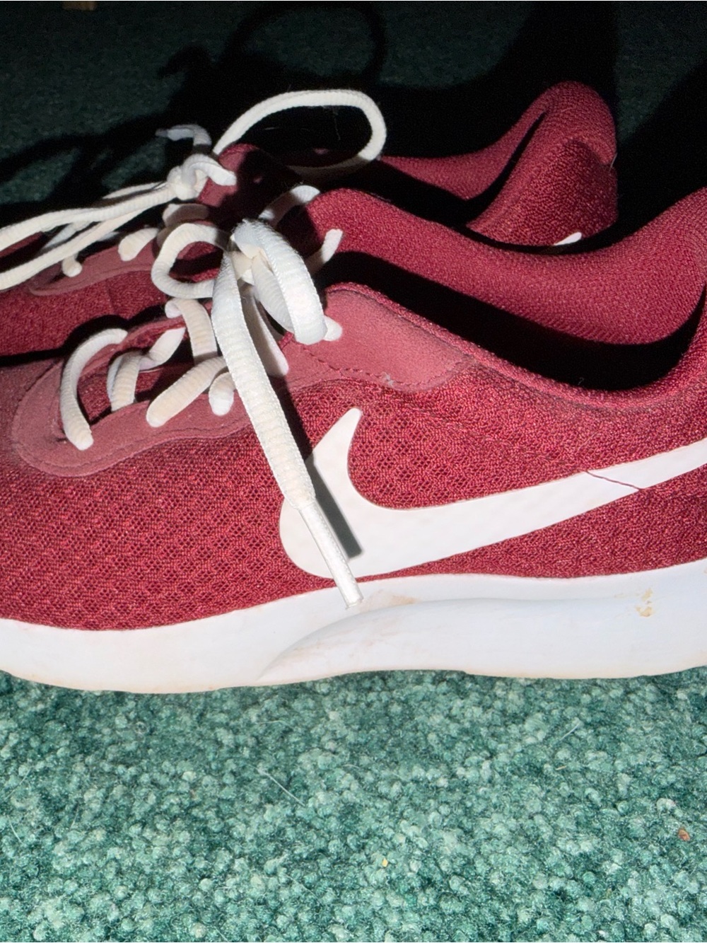 Nike Women's Burgundy Mesh Trainers with White Swoosh